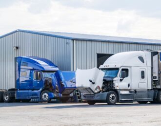 transport trucks at semi truck repair shop near me